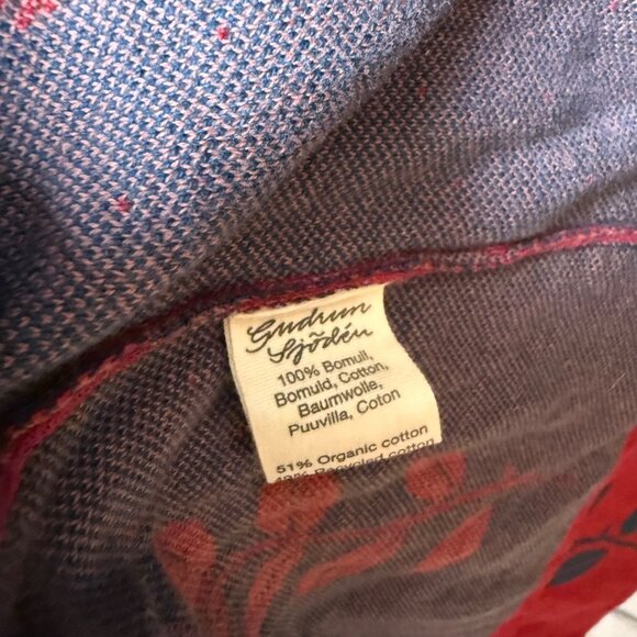 Gudrun Sjoden Wrap Cardigan Floral Print Organic Cotton Blend Red Sz M Cottage - Picture 6 of 9